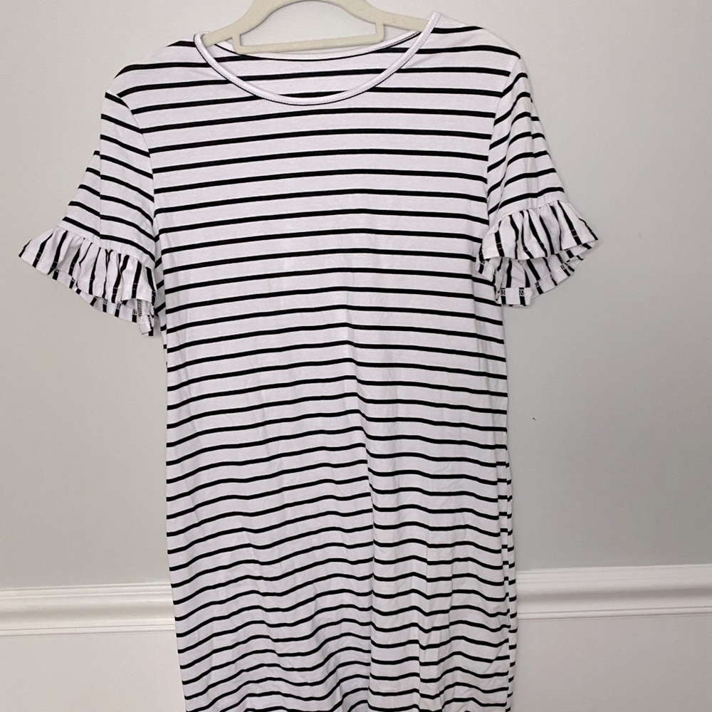 Black and white striped dress